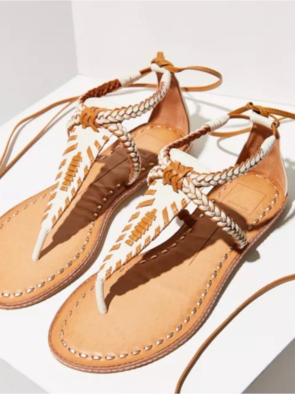 Dolce Vito Leather Sandals w/Ankle Ties EUC